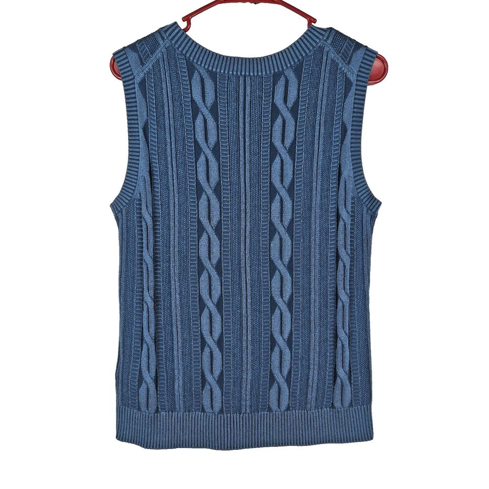 Brooks Brothers Women's Size Large Blue Braided Sweater Vest - Picture 3 of 5